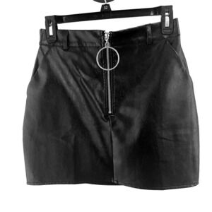 Missguided Skirt Womens Small Black Faux Leather Zip Up